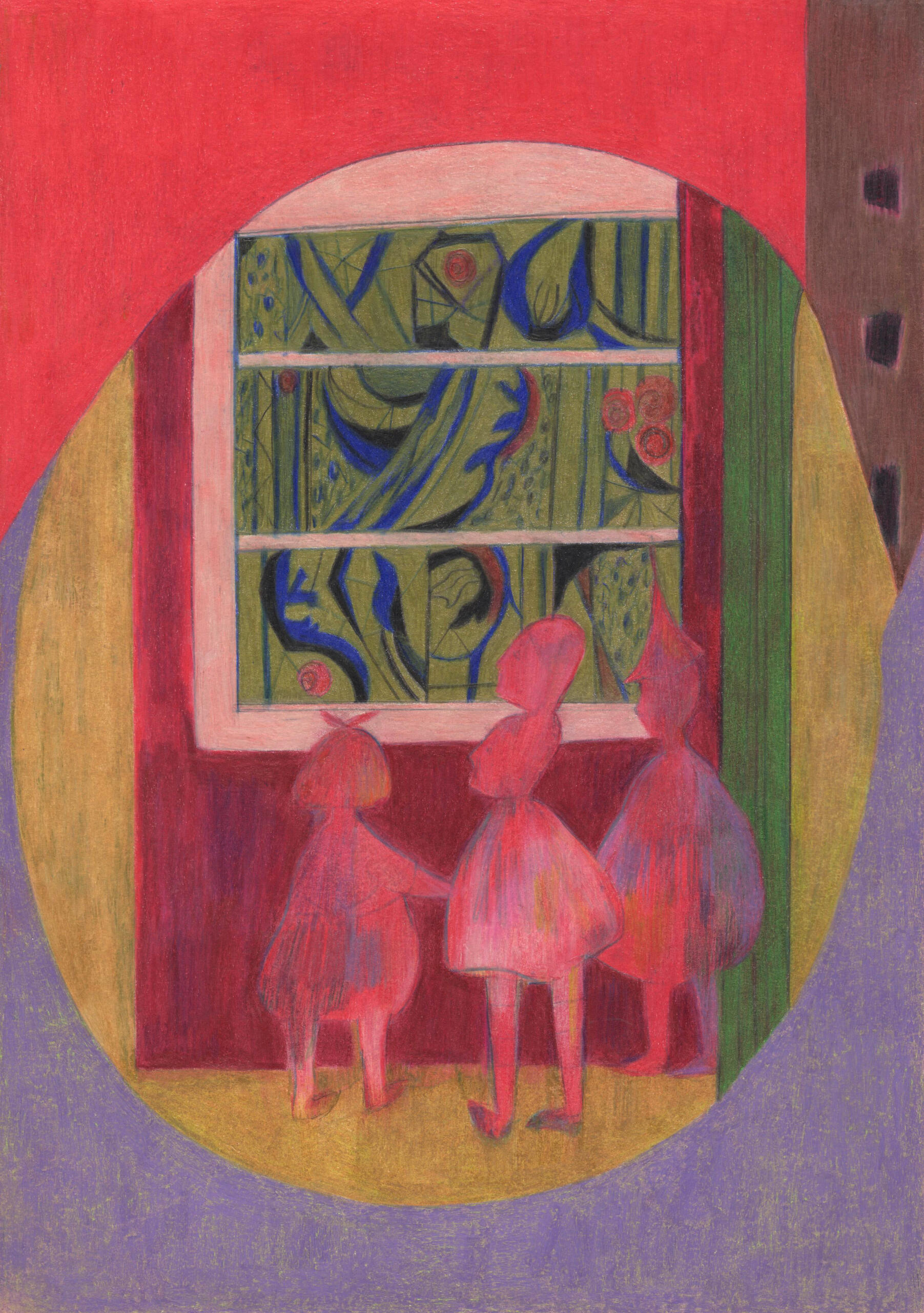 maureenlasne_dessin_aux_crayons_de_couleur_fantômes_Halloween_vitrail - enfants Halloween