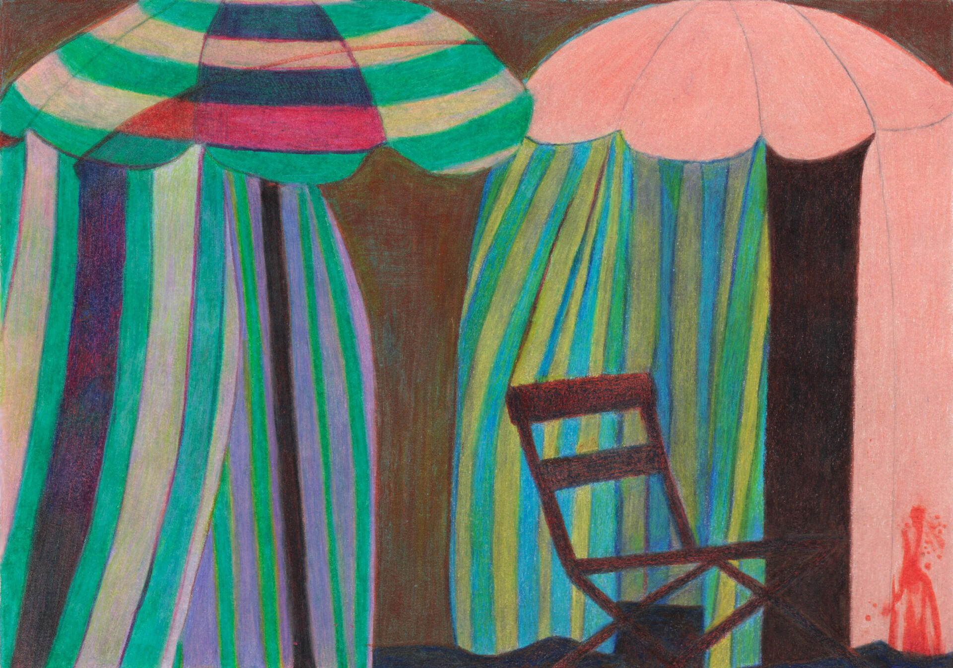 Under the tent - Dessin aux crayons de couleur