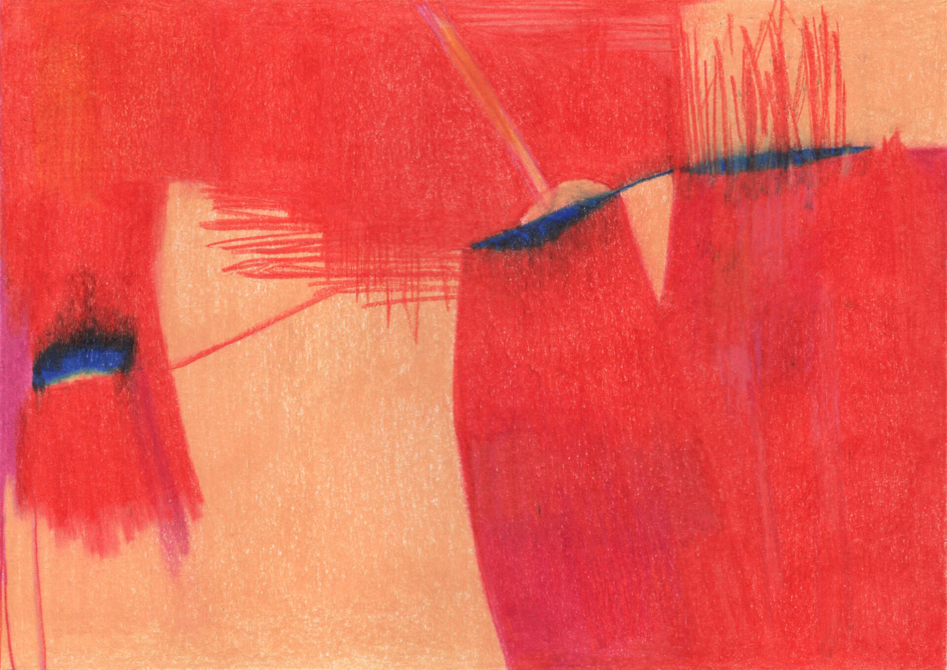 Asian red - Dessin aux crayons de couleur