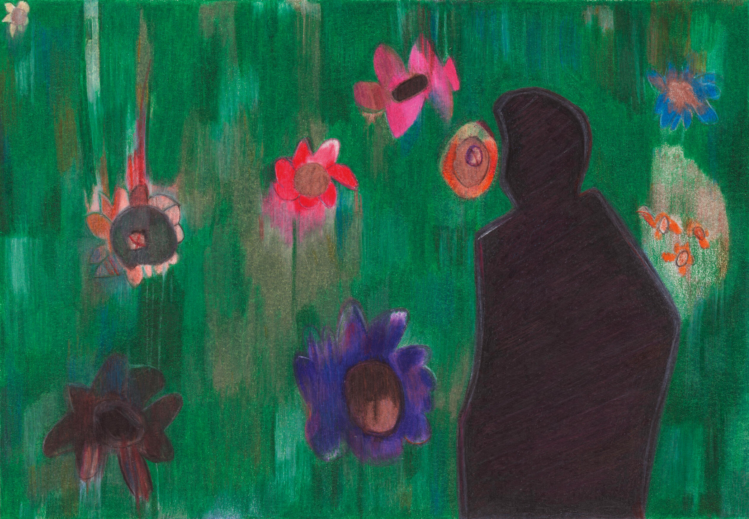 Fleurs-disegnoamatitacolorata-Dessin aux crayons de couleur - Drawing-flowers-maureenlasne