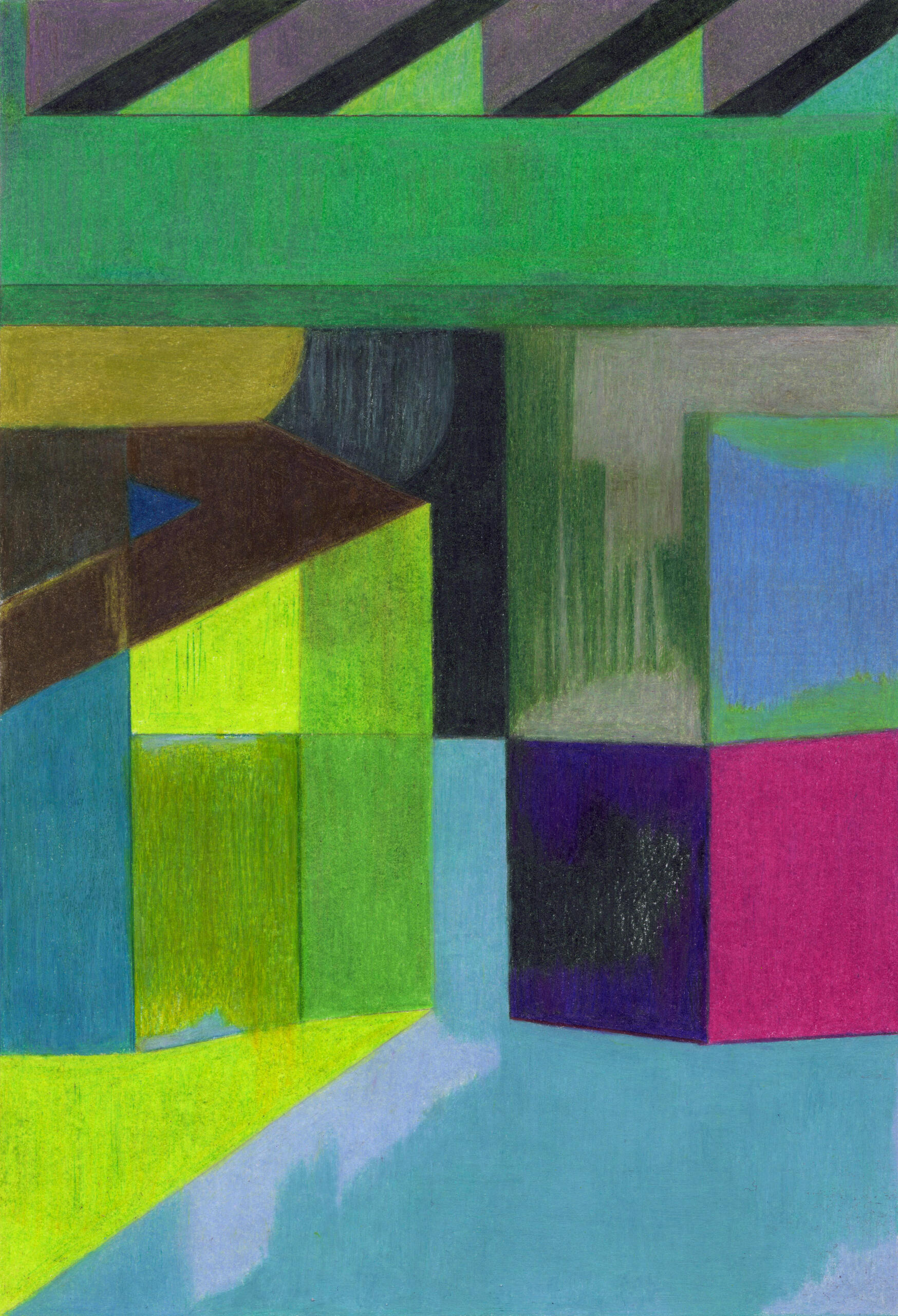 When H. met R. Architecture surréaliste-disegnoamatitacolorata-Dessin aux crayons de couleur - Drawing - maureenlasne