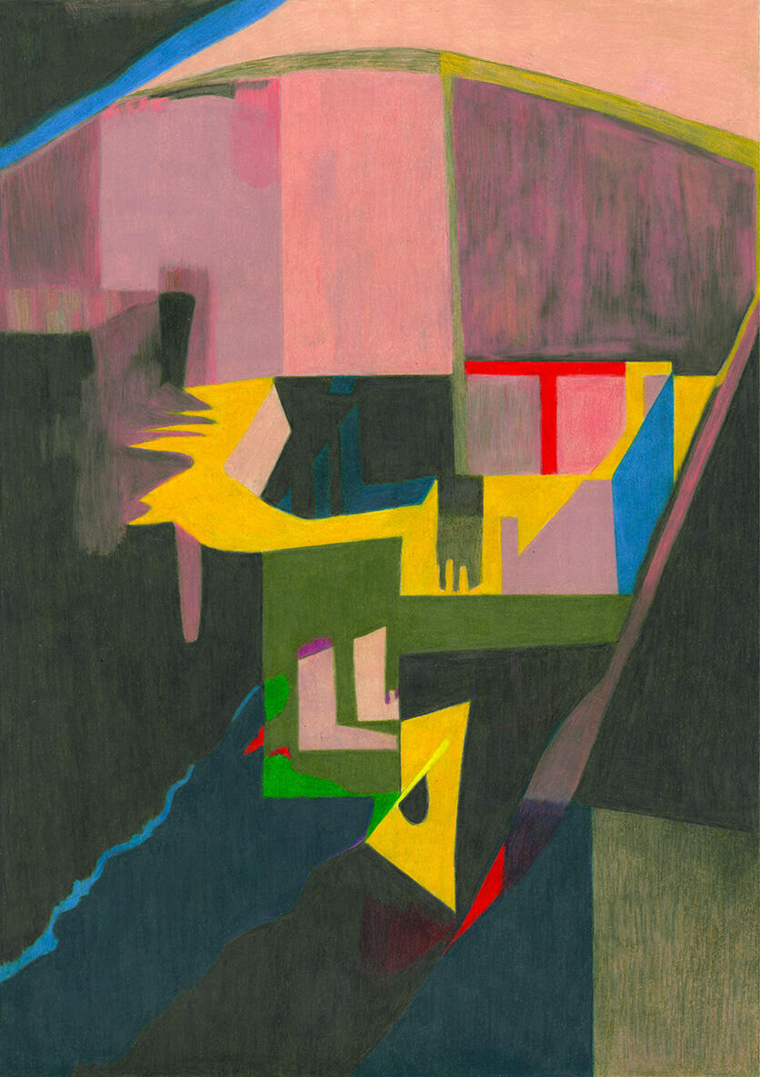 House with no name Dessin d'une construction inspirée d'une photo de montrant une maison se reflétant dans une flaque d'eau